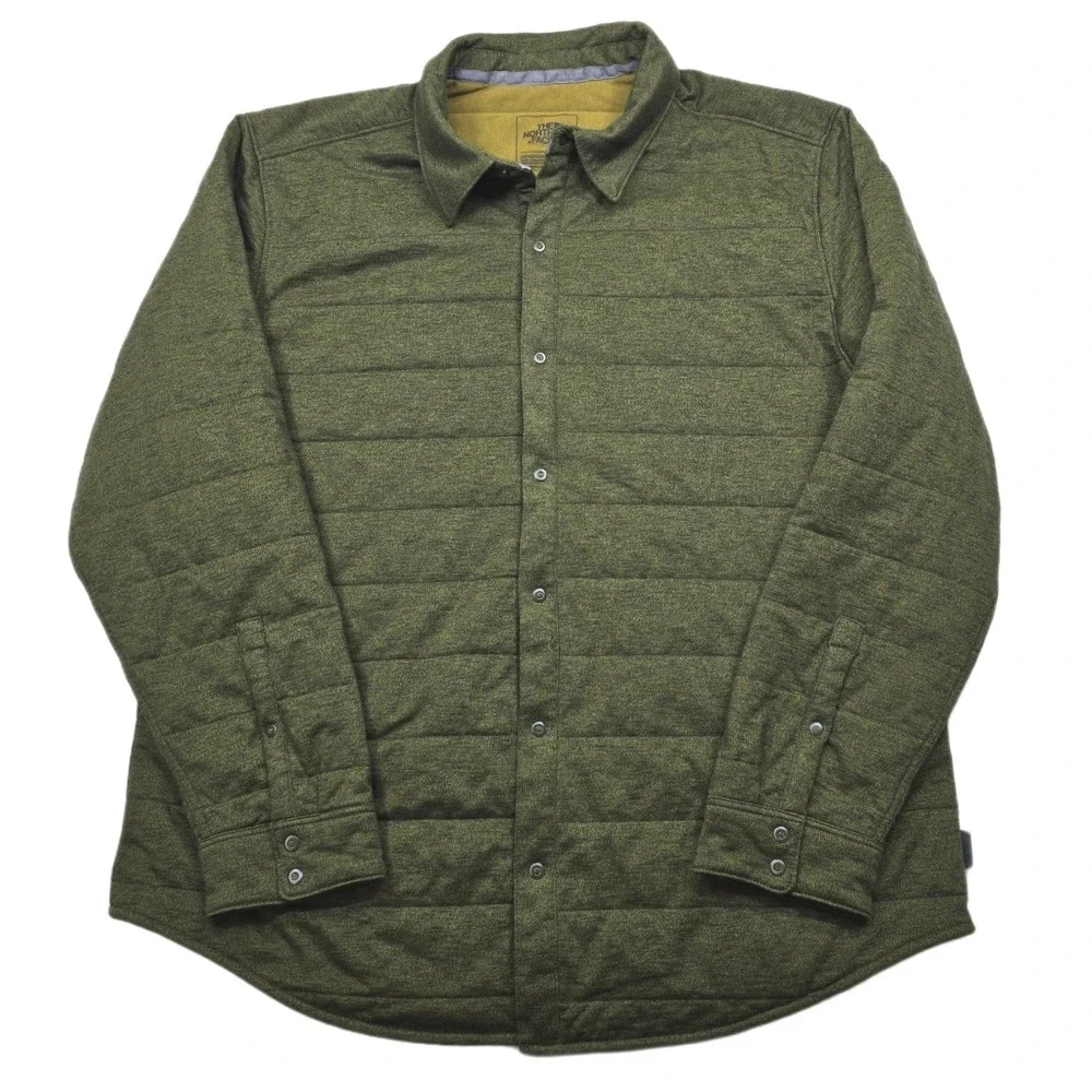 The North Face Quilted Shirt Jacket Mens‎ 2XL Green Long Sleeve Snap